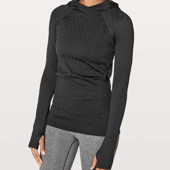 Lululemon Rest Less Hoodie Pullover Long Sleeve Sz 6 Black Textured Swiftly NWOT - Picture 1 of 14